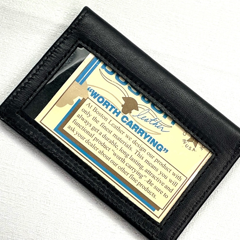 New Boston Worth Carrying Men’s Bifold Cardholder Wallet Leather Black USA Made